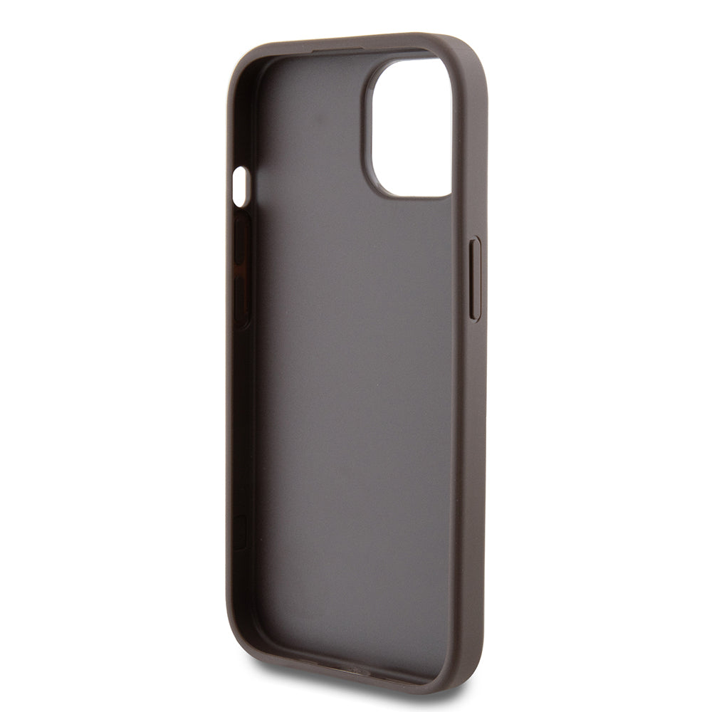 Deksel for Apple iPhone 15, Guess, 4G Metal Gold Logo, Brun