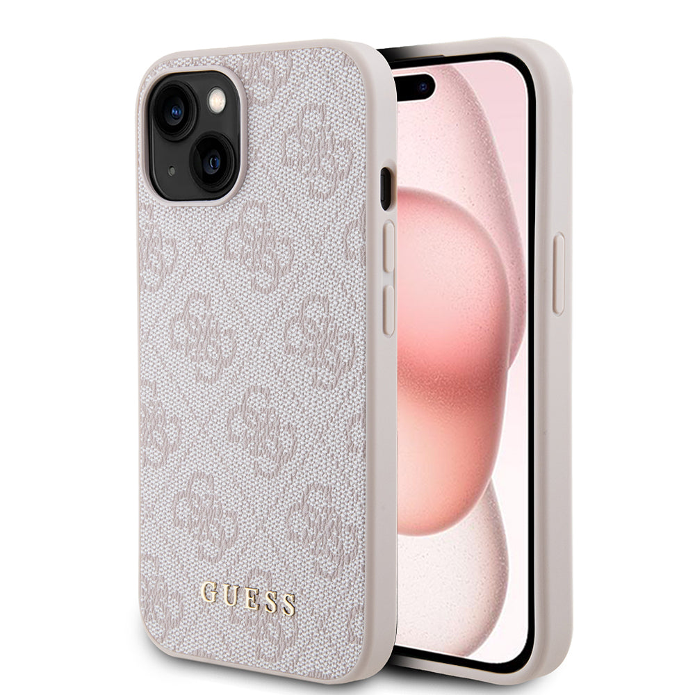 Deksel for Apple iPhone 15, Guess, 4G Metal Gold Logo, Rosa