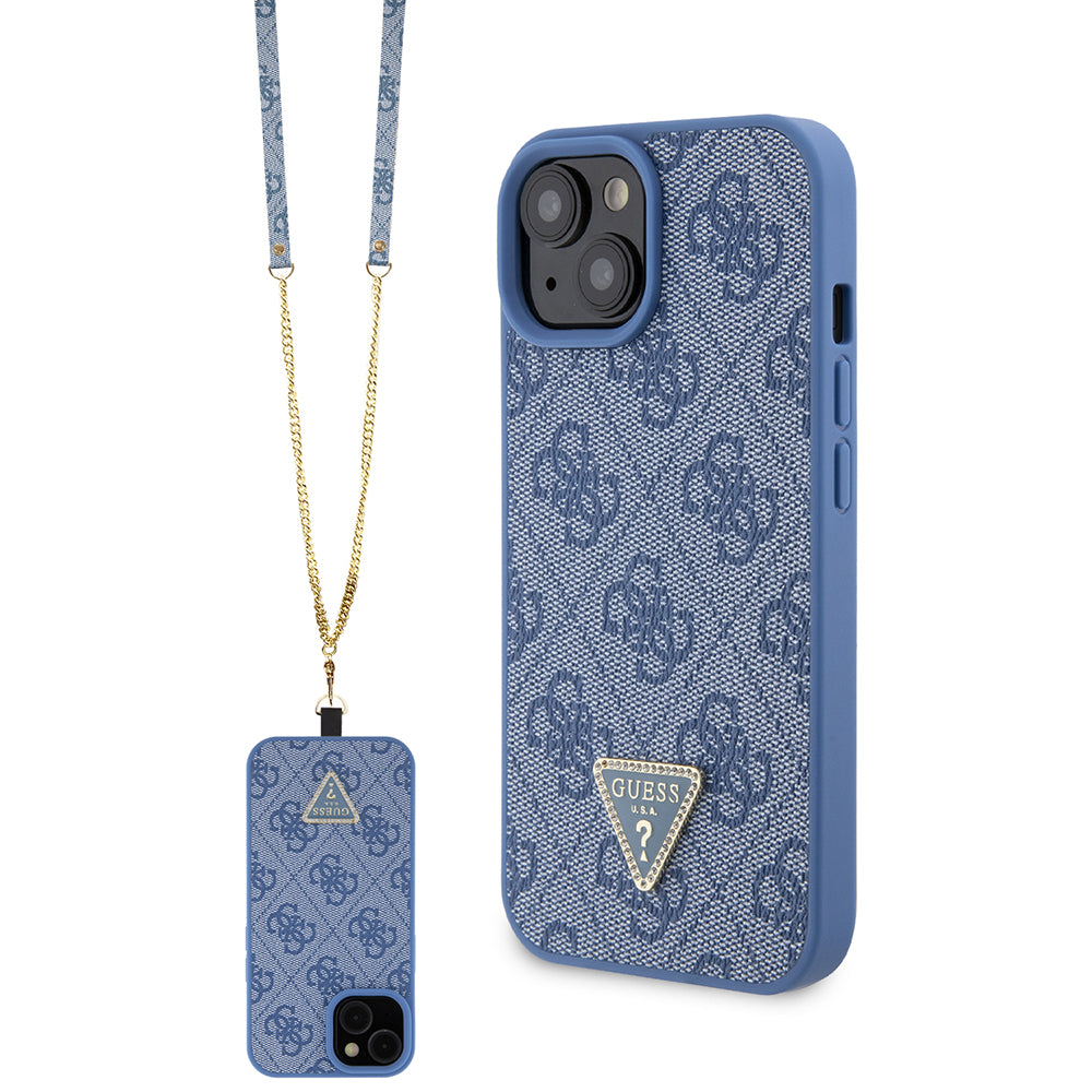 Deksel for Apple iPhone 15, Guess, Crossbody 4G Metal Logo, Blå