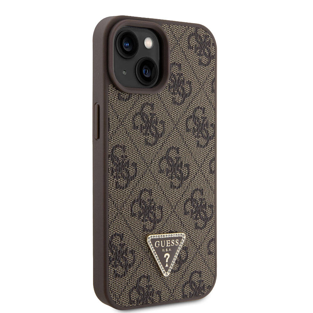 Deksel for Apple iPhone 15, Guess, Crossbody 4G Metal Logo, Brun