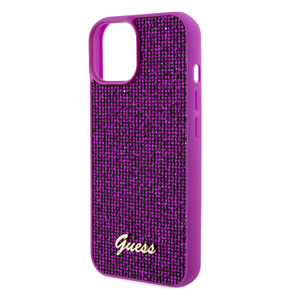 Deksel for Apple iPhone 15, Guess, Disco Metal Script, Fuchsia