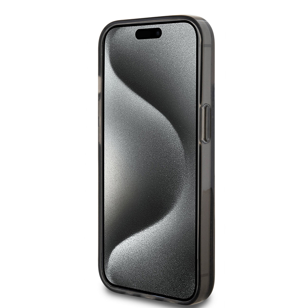 Deksel for Apple iPhone 15, Guess, Liquid Glitter Gold Stripes, Svart