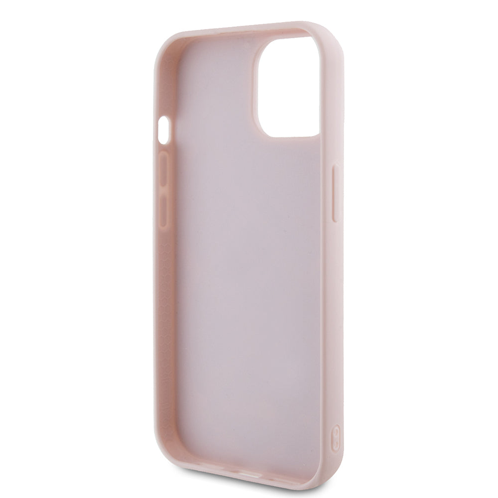 Deksel for Apple iPhone 15, Guess, Quilted Metal Logo, Rosa