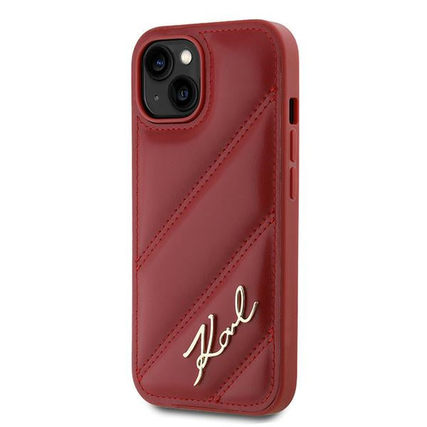Deksel for Apple iPhone 15, Karl Lagerfeld, Diagonal Quilted Script, Rosie