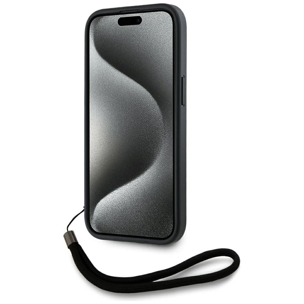 Deksel for Apple iPhone 15, Karl Lagerfeld, Saffiano Athleisure Stripes with Strap, Rosie