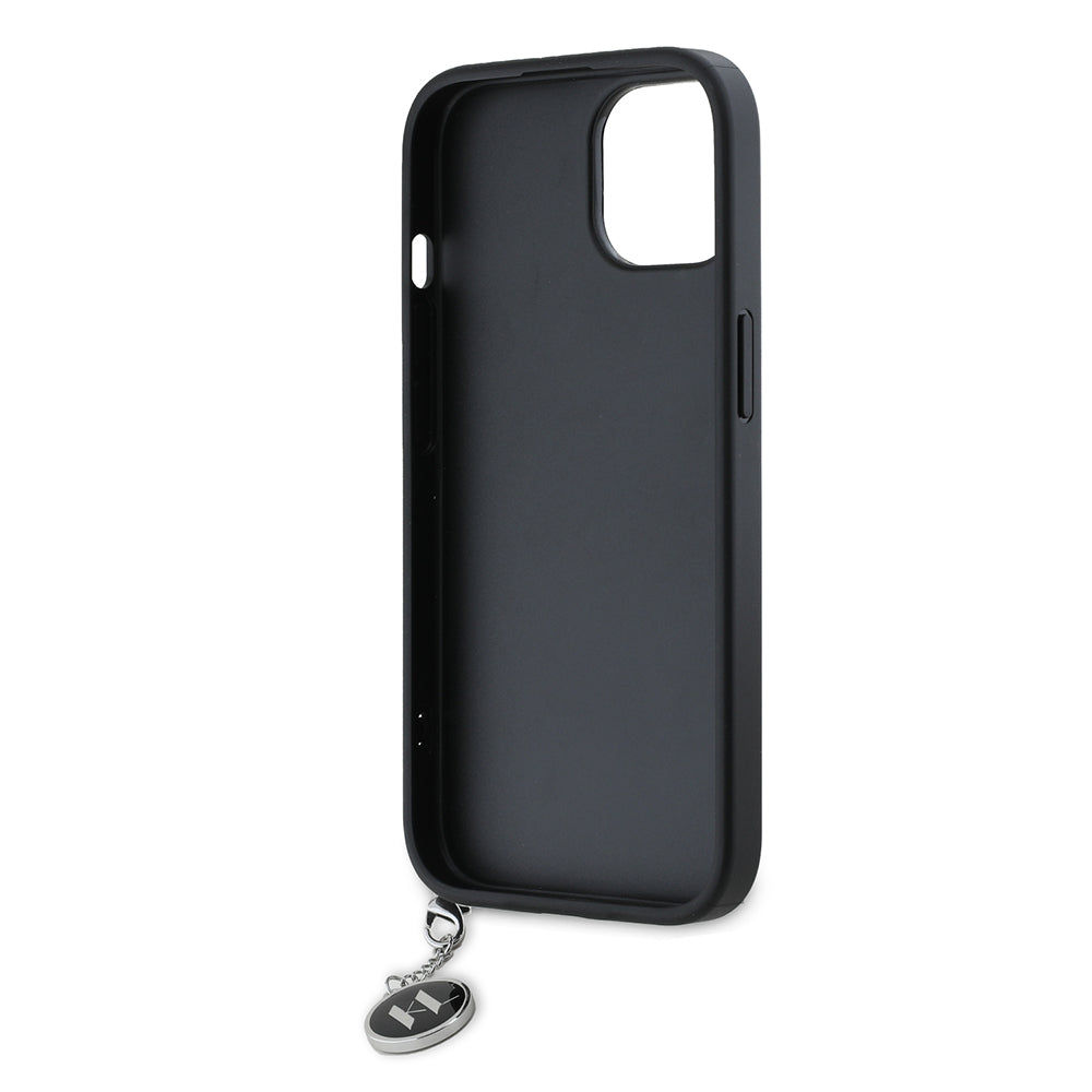 Deksel for Apple iPhone 15, Karl Lagerfeld, Saffiano Rhinestones & Charm, Svart