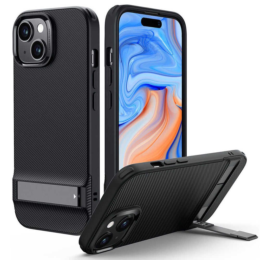 Deksel for Apple iPhone 15 Plus, ESR, Air Shield Boost Kickstand, Svart