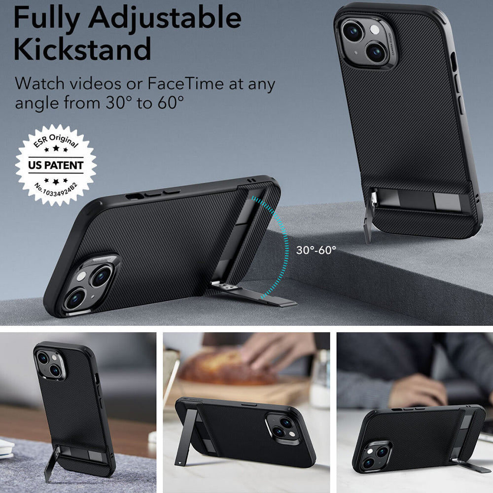 Deksel for Apple iPhone 15 Plus, ESR, Air Shield Boost Kickstand, Svart