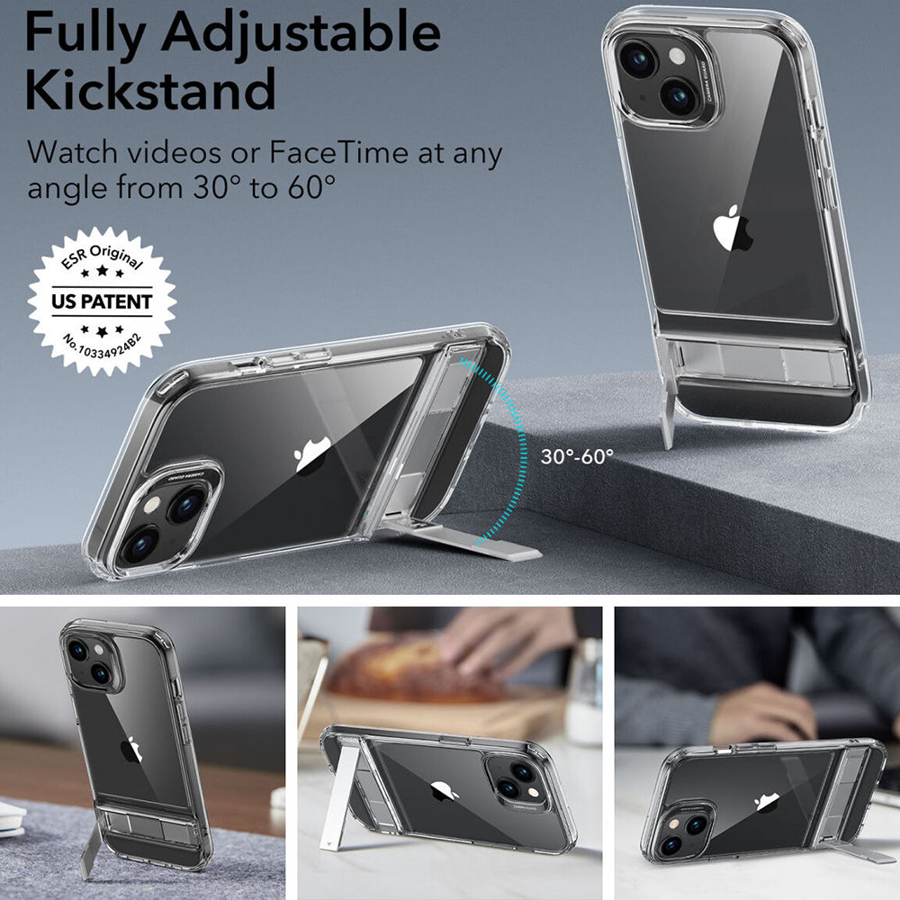 Deksel for Apple iPhone 15 Plus, ESR, Air Shield Boost Kickstand, Gjennomsiktig