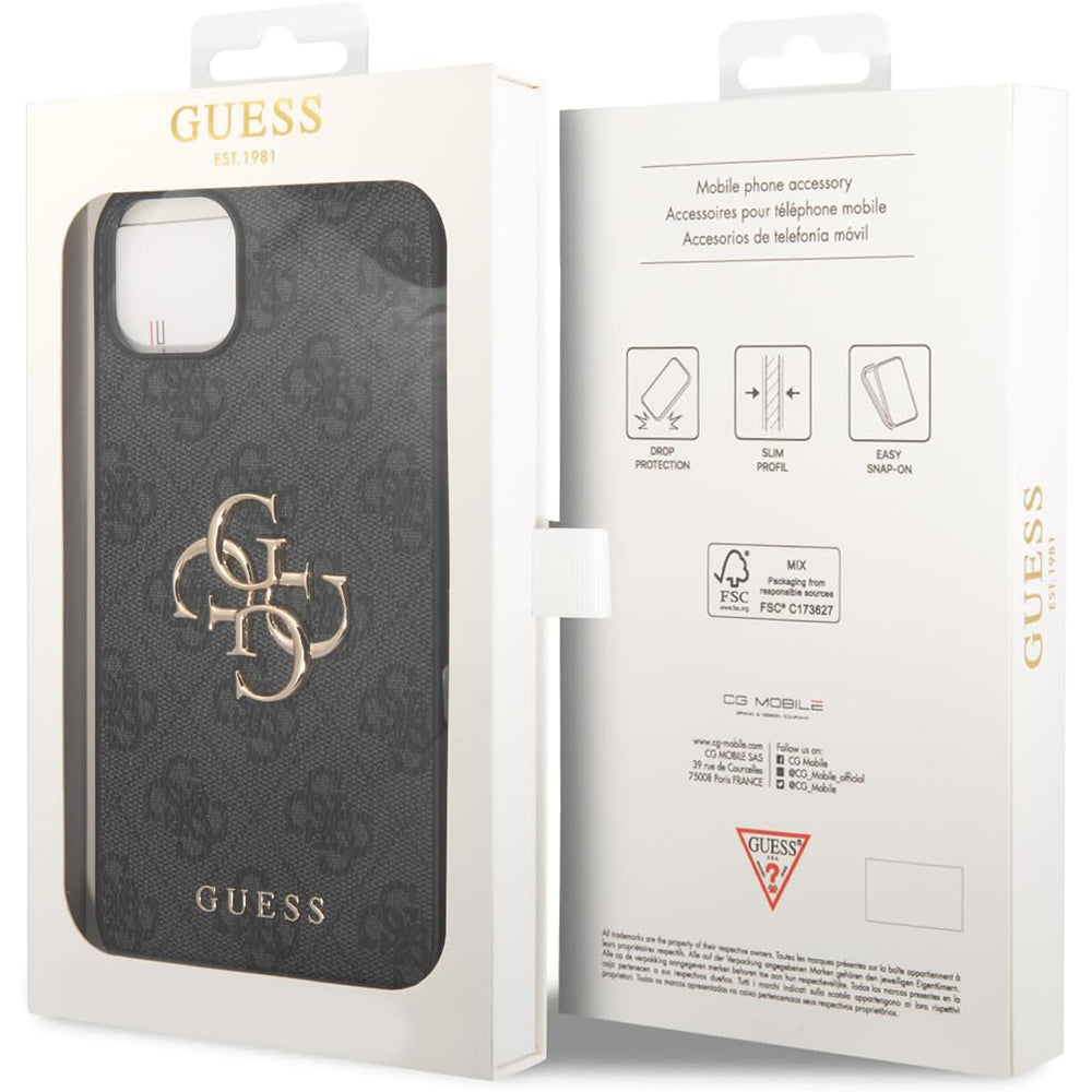 Deksel for Apple iPhone 15 Plus, Guess, 4G Big Logo, Grå