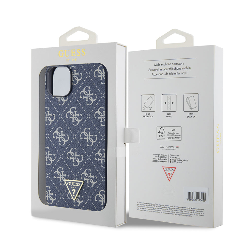 Deksel for Apple iPhone 15 Plus, Guess, 4G Triangle Logo, Blå