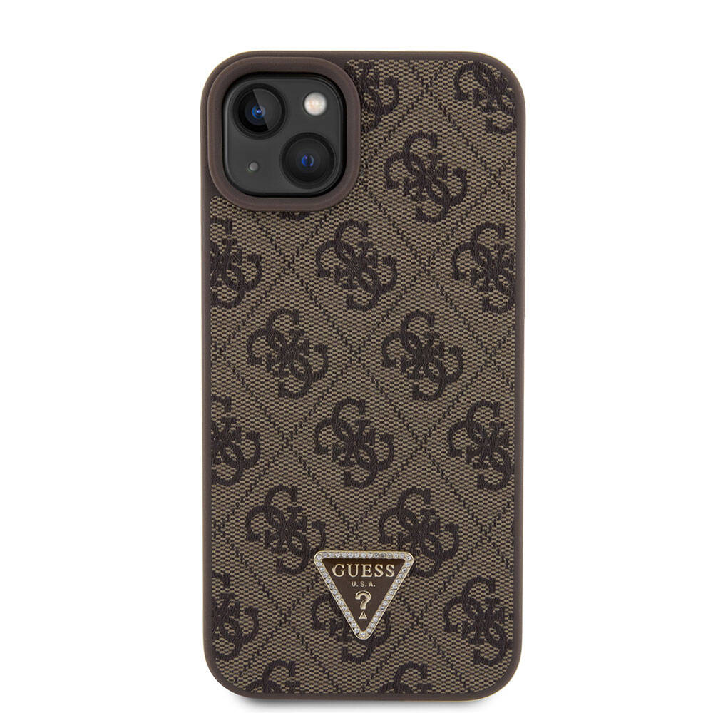 Deksel for Apple iPhone 15 Plus, Guess, Crossbody 4G Metal Logo, Brun