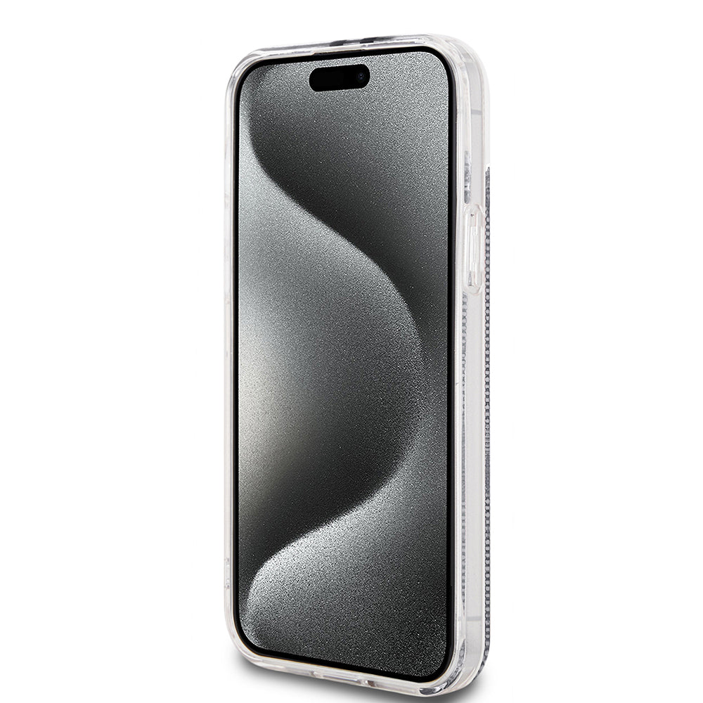 Deksel for Apple iPhone 15 Plus, Guess, IML 4G Gold Stripe, Svart
