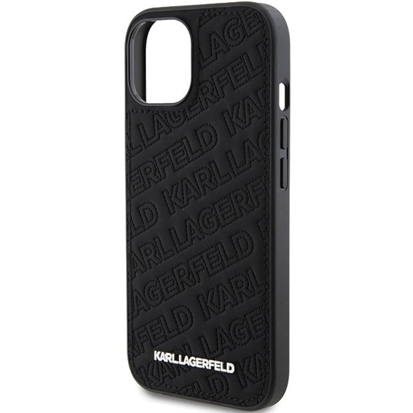 Deksel for Apple iPhone 15 Plus, Karl Lagerfeld, Diagonal Quilted K Pattern, Svart