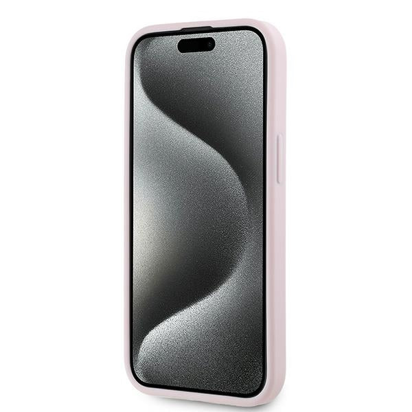 Deksel for Apple iPhone 15 Plus, Karl Lagerfeld, Diagonal Quilted Script, Rosa