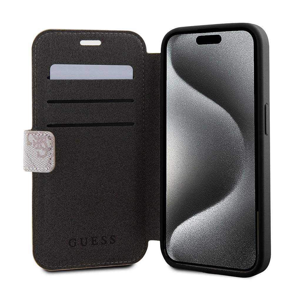 Deksel for Apple iPhone 15 Pro, Guess, 4G Book, Rosa