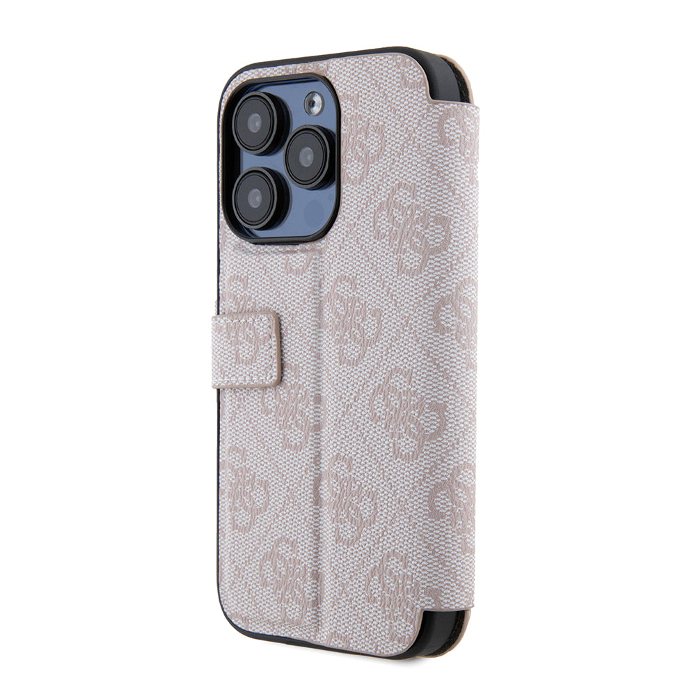 Deksel for Apple iPhone 15 Pro, Guess, 4G Book, Rosa
