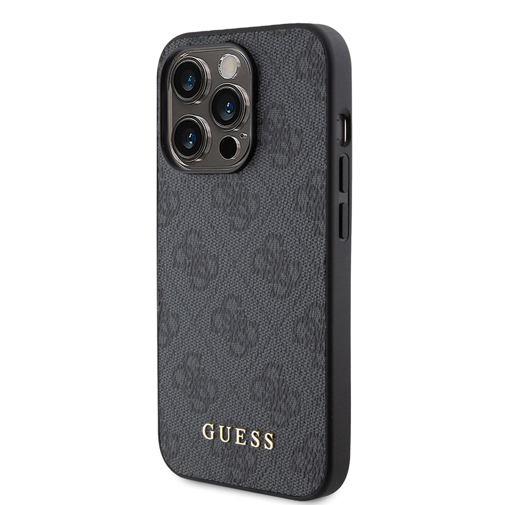 Deksel for Apple iPhone 15 Pro, Guess, 4G Metal Gold Logo, Grå
