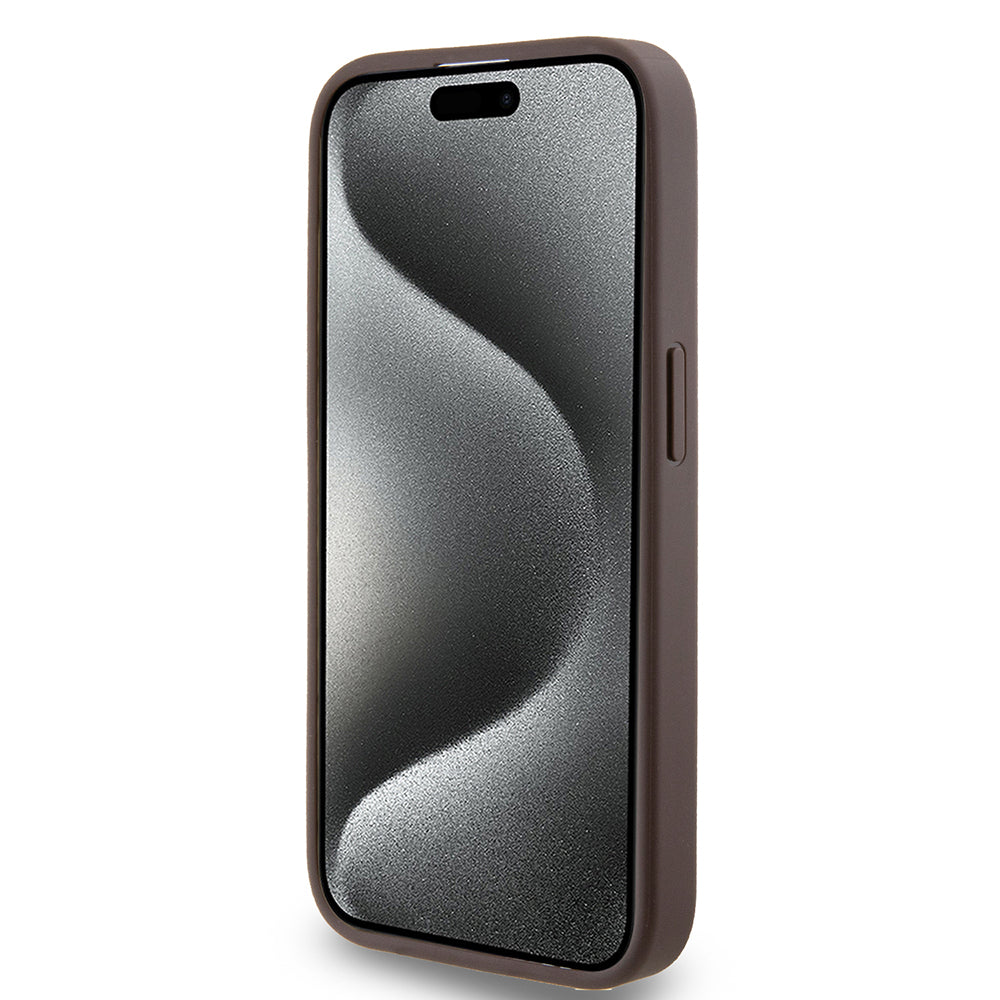 Deksel for Apple iPhone 15 Pro, Guess, 4G Metal Gold Logo, Brun