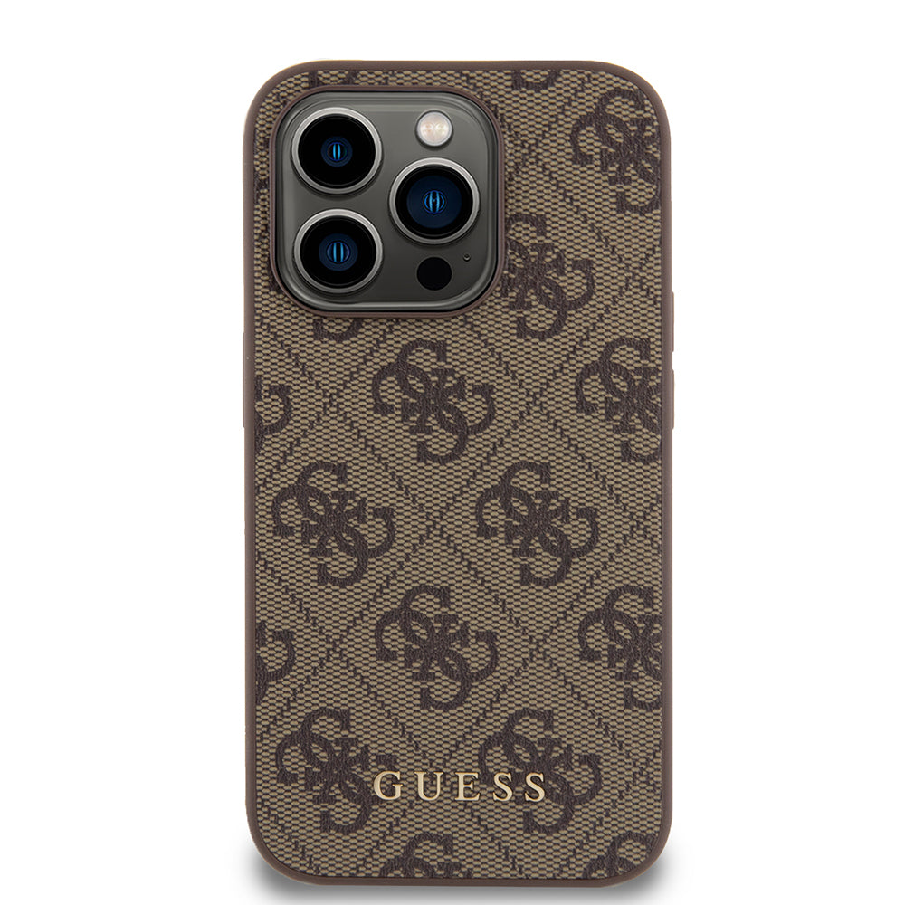 Deksel for Apple iPhone 15 Pro, Guess, 4G Metal Gold Logo, Brun