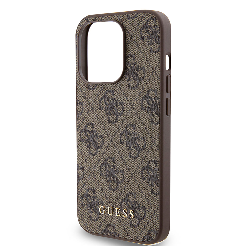 Deksel for Apple iPhone 15 Pro, Guess, 4G Metal Gold Logo, Brun
