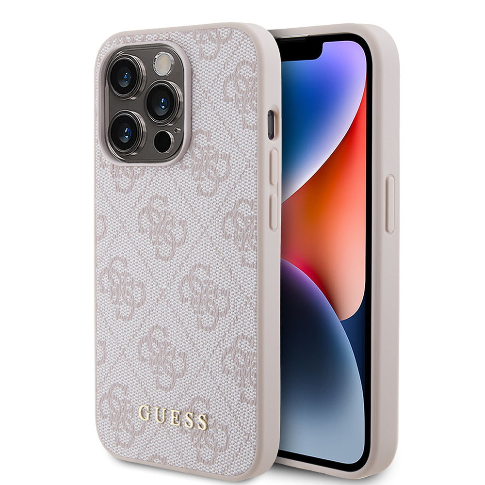 Deksel for Apple iPhone 15 Pro, Guess, 4G Metal Gold Logo, Rosa