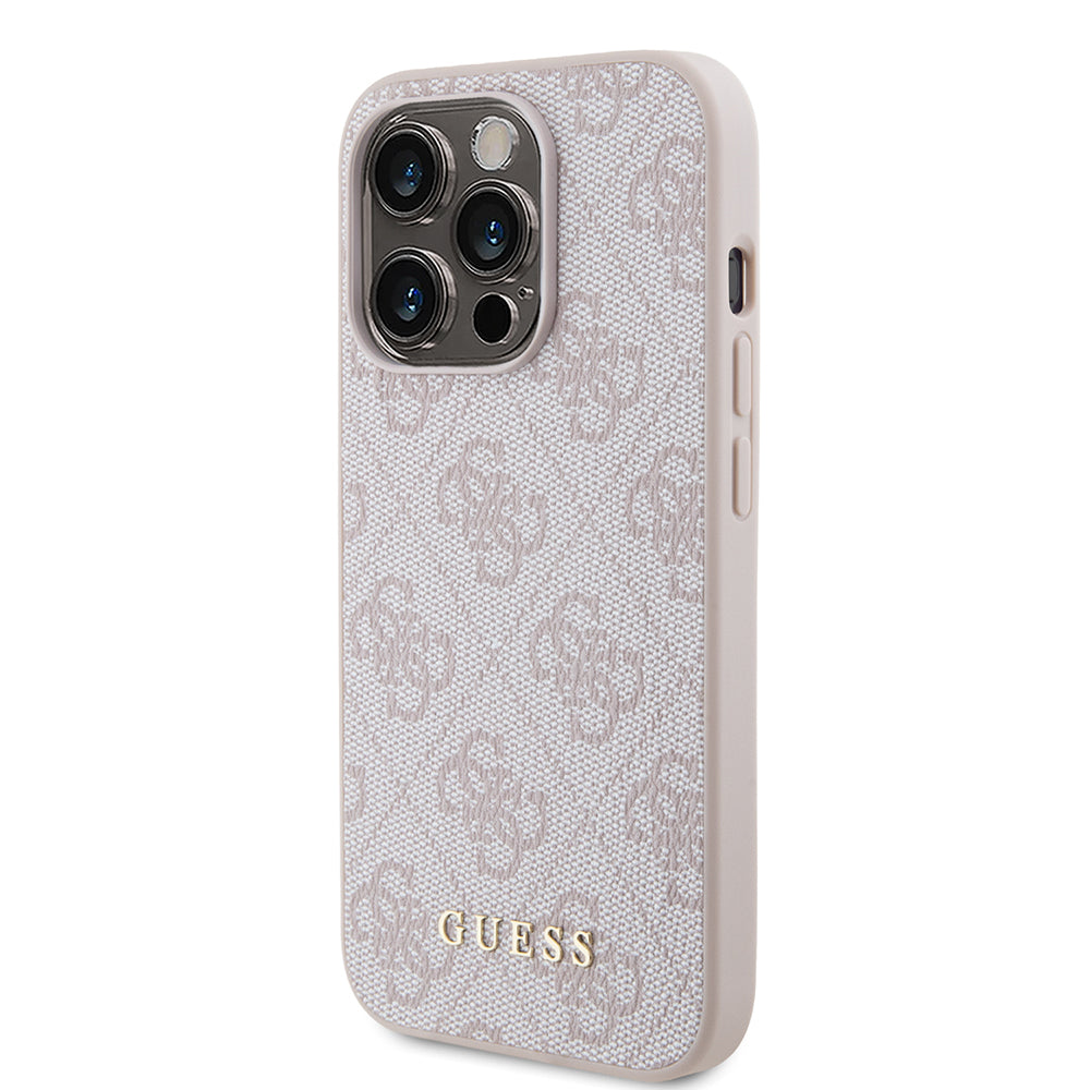 Deksel for Apple iPhone 15 Pro, Guess, 4G Metal Gold Logo, Rosa