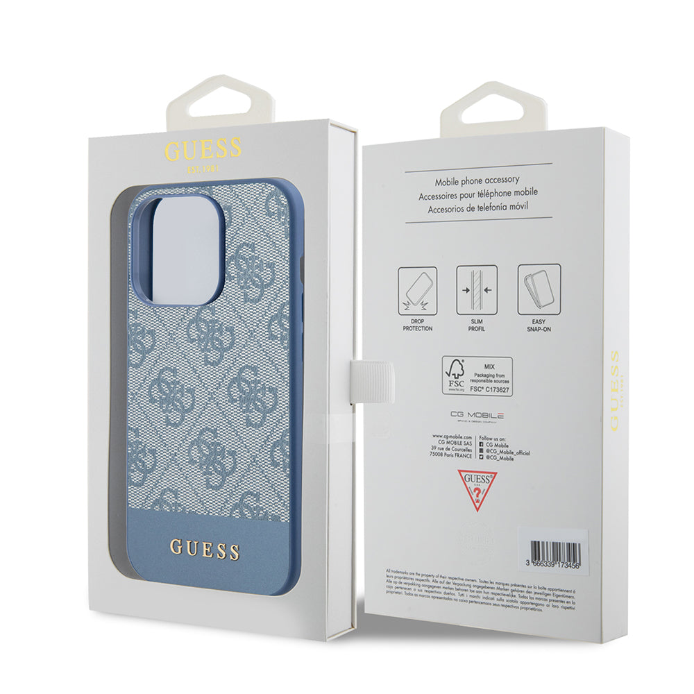Deksel for Apple iPhone 15 Pro, Guess, 4G Stripe, Blå