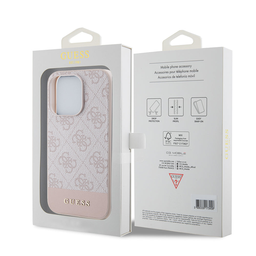 Deksel for Apple iPhone 15 Pro, Guess, 4G Stripe, Rosa