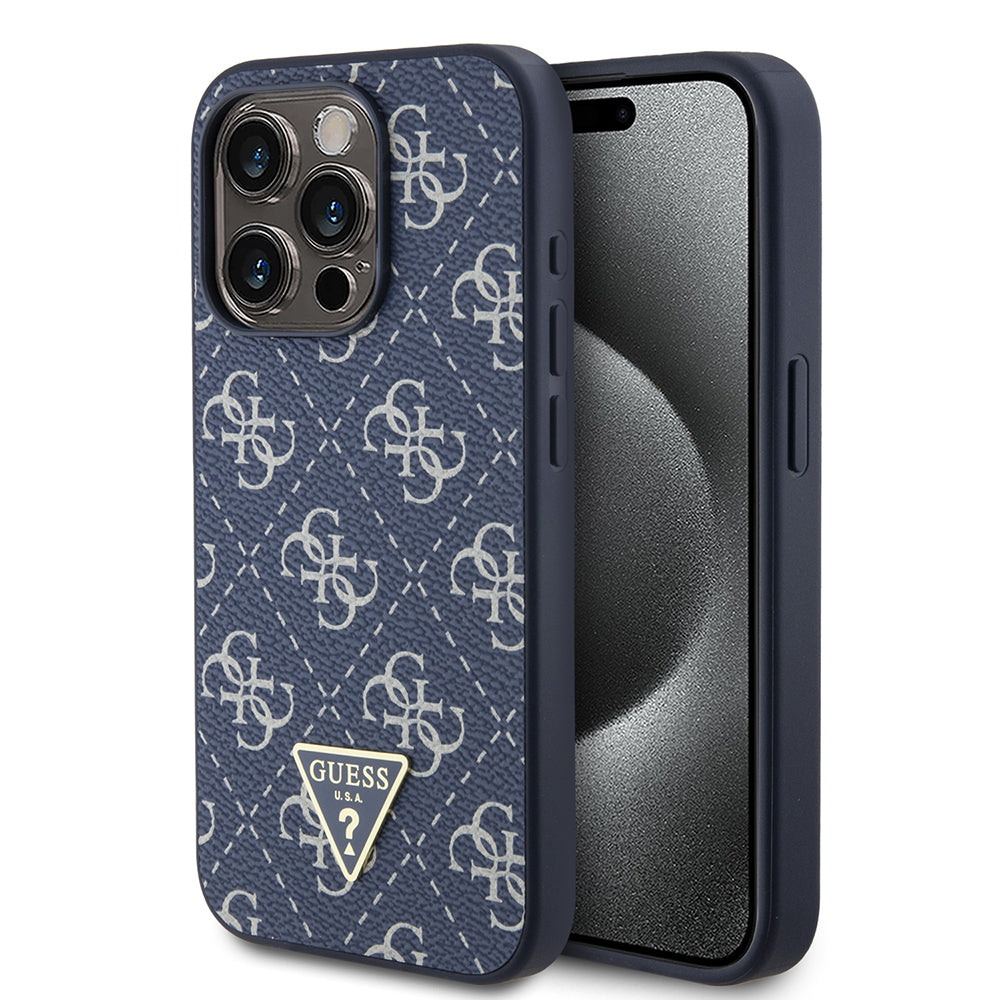 Deksel for Apple iPhone 15 Pro, Guess, 4G Triangle Logo, Blå