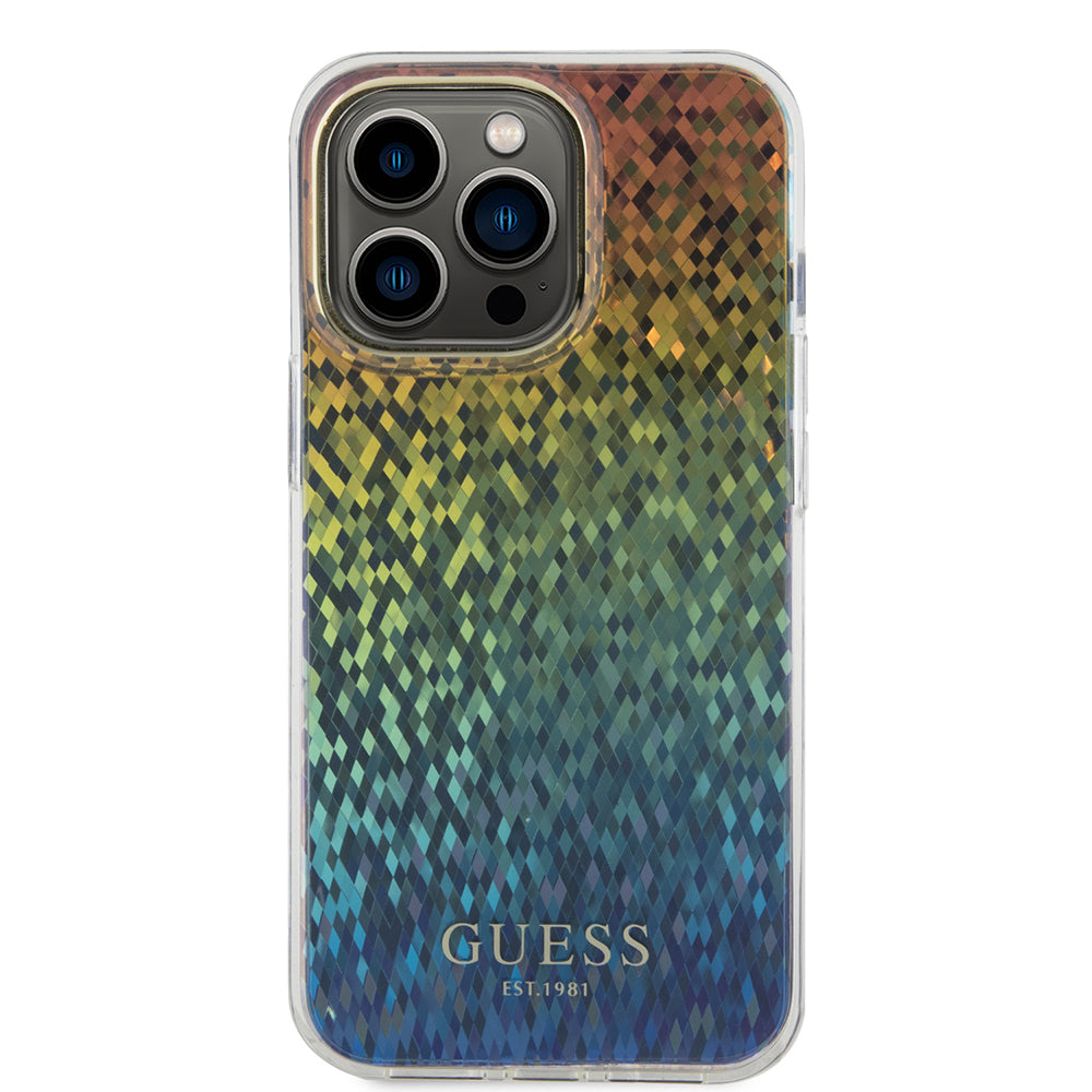 Deksel for Apple iPhone 15 Pro, Guess, IML Faceted Mirror Disco Iridescent, Flerfarget