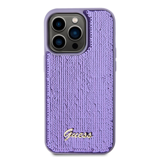 Deksel for Apple iPhone 15 Pro, Guess, Sequin Script Metal, Lilla