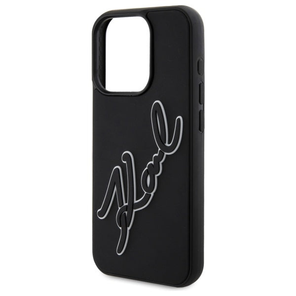 Deksel for Apple iPhone 15 Pro, Karl Lagerfeld, 3D Rubber Signature, Svart