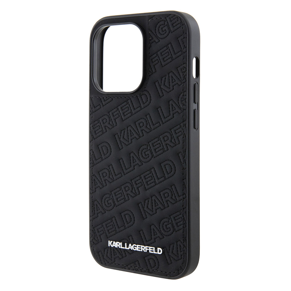 Deksel for Apple iPhone 15 Pro, Karl Lagerfeld, Diagonal Quilted K Pattern, Svart