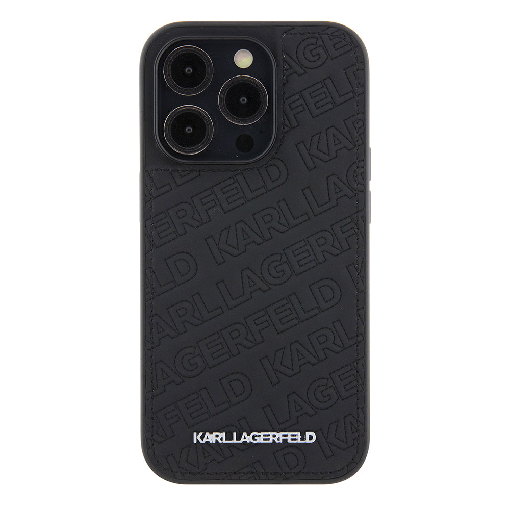 Deksel for Apple iPhone 15 Pro, Karl Lagerfeld, Diagonal Quilted K Pattern, Svart