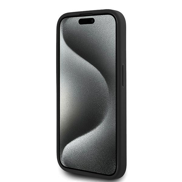 Deksel for Apple iPhone 15 Pro, Karl Lagerfeld, Diagonal Quilted Script, Svart