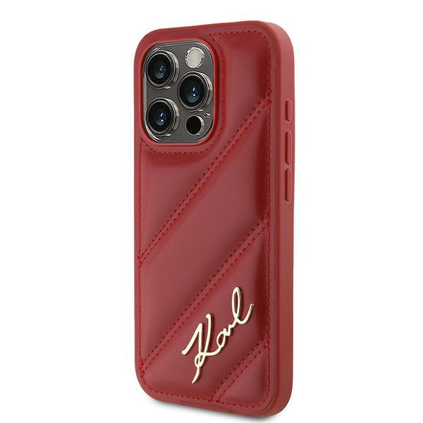 Deksel for Apple iPhone 15 Pro, Karl Lagerfeld, Diagonal Quilted Script, Rosie