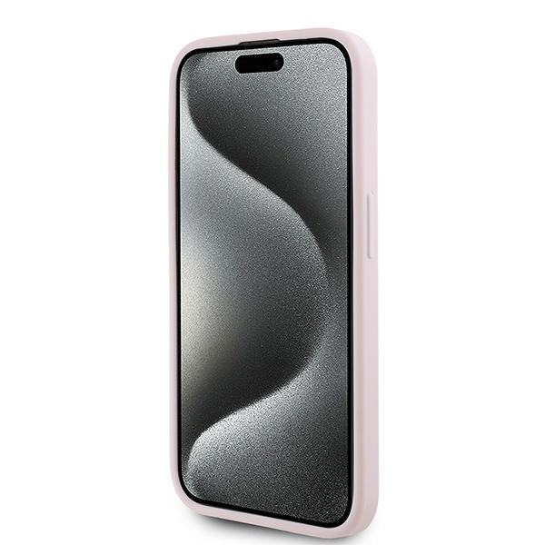 Deksel for Apple iPhone 15 Pro, Karl Lagerfeld, Diagonal Quilted Script, Rosa