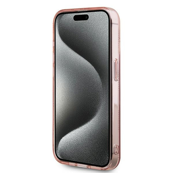 Deksel for Apple iPhone 15 Pro, Karl Lagerfeld, IML Luxury Monogram Choupette's Head, Rosa