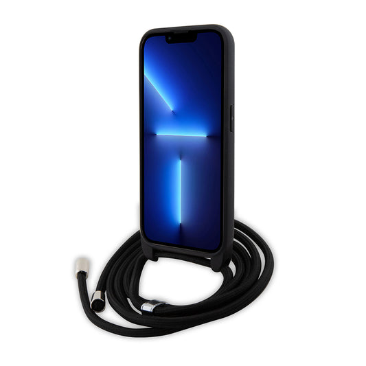 Deksel for Apple iPhone 15 Pro, Karl Lagerfeld, Saffiano Crossbody Monogram Metal Pin Karl, Svart