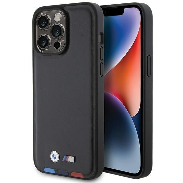 Deksel for Apple iPhone 15 Pro Max, BMW, Stamp Tricolor, Svart