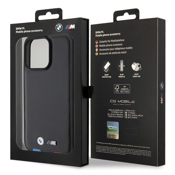Deksel for Apple iPhone 15 Pro Max, BMW, Stamp Tricolor, Svart