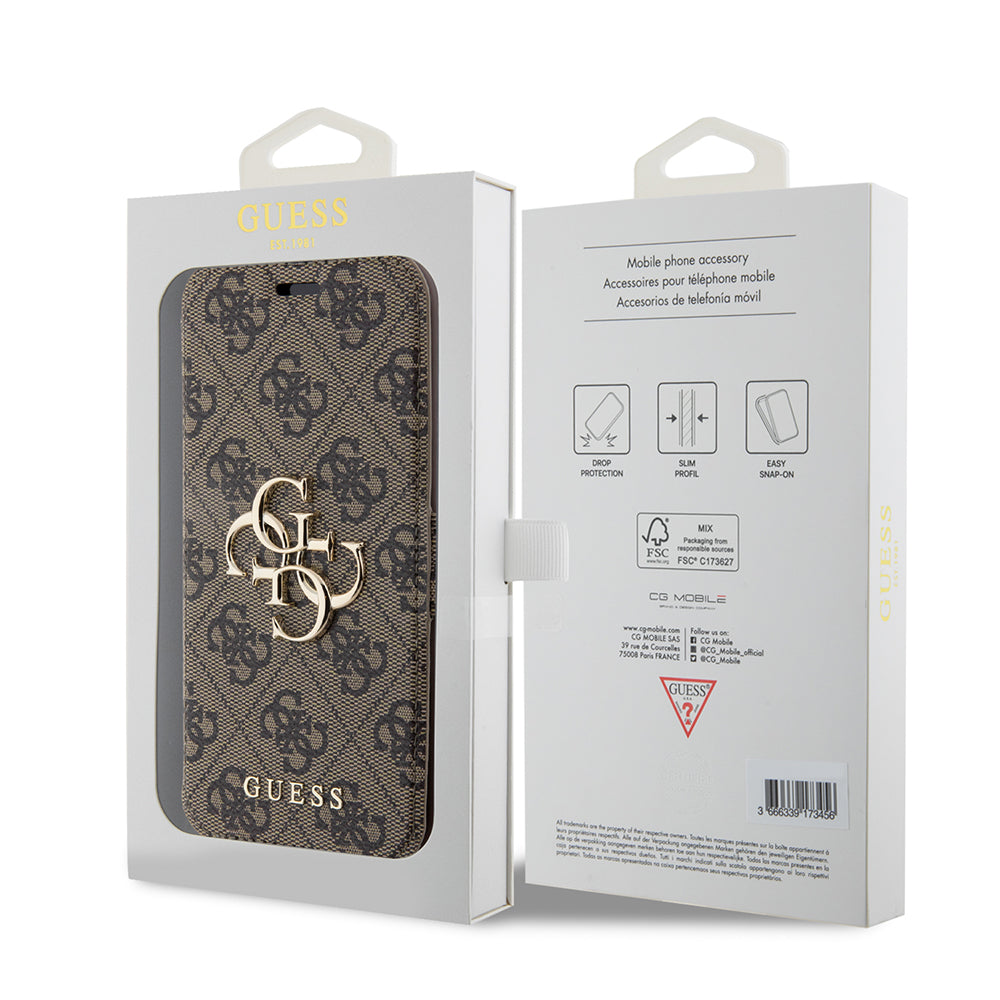 Deksel for Apple iPhone 15 Pro Max, Guess, 4G Book, Brun