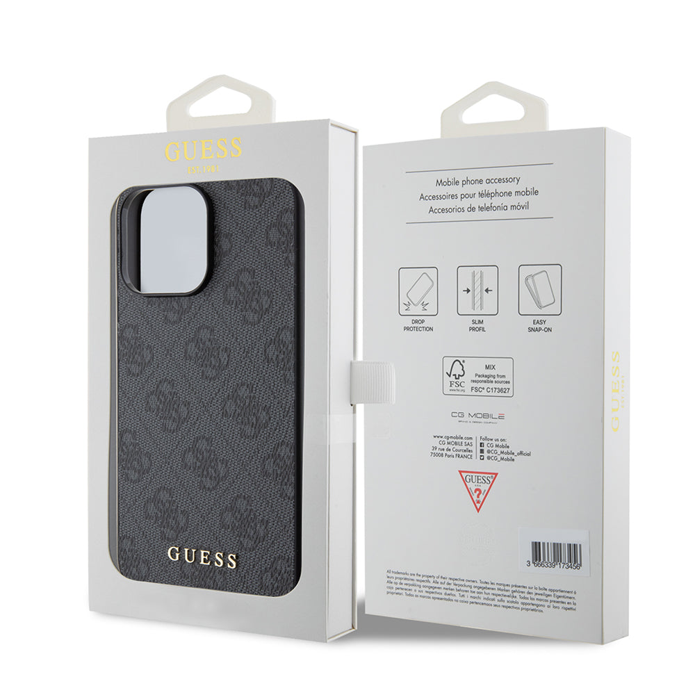 Deksel for Apple iPhone 15 Pro Max, Guess, 4G Metal Gold Logo, Grå