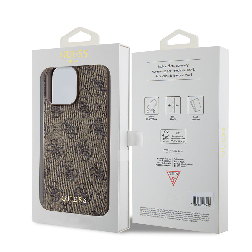 Deksel for Apple iPhone 15 Pro Max, Guess, 4G Metal Gold Logo, Brun