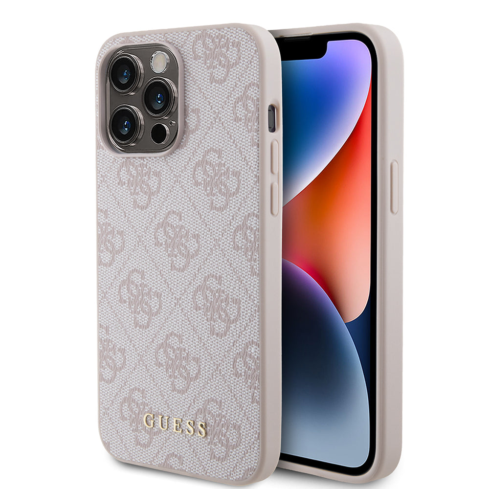 Deksel for Apple iPhone 15 Pro Max, Guess, 4G Metal Gold Logo, Rosa
