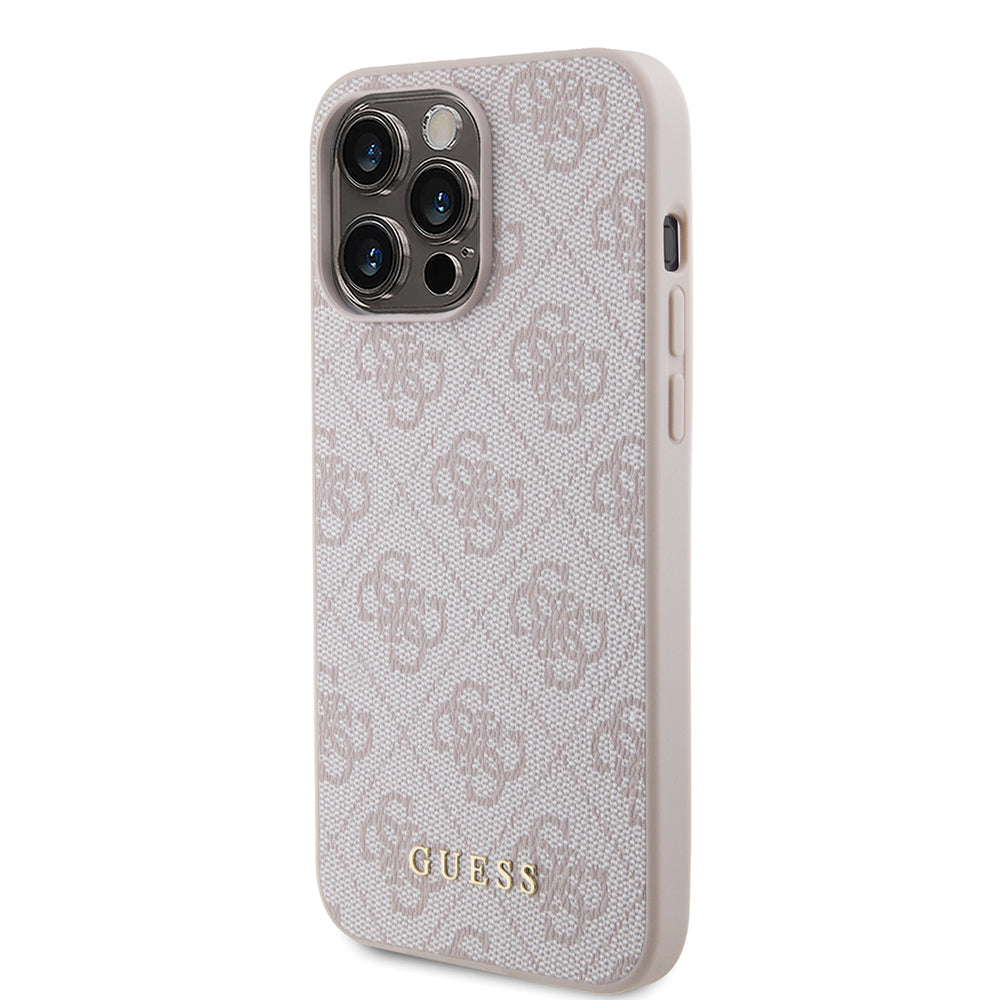 Deksel for Apple iPhone 15 Pro Max, Guess, 4G Metal Gold Logo, Rosa