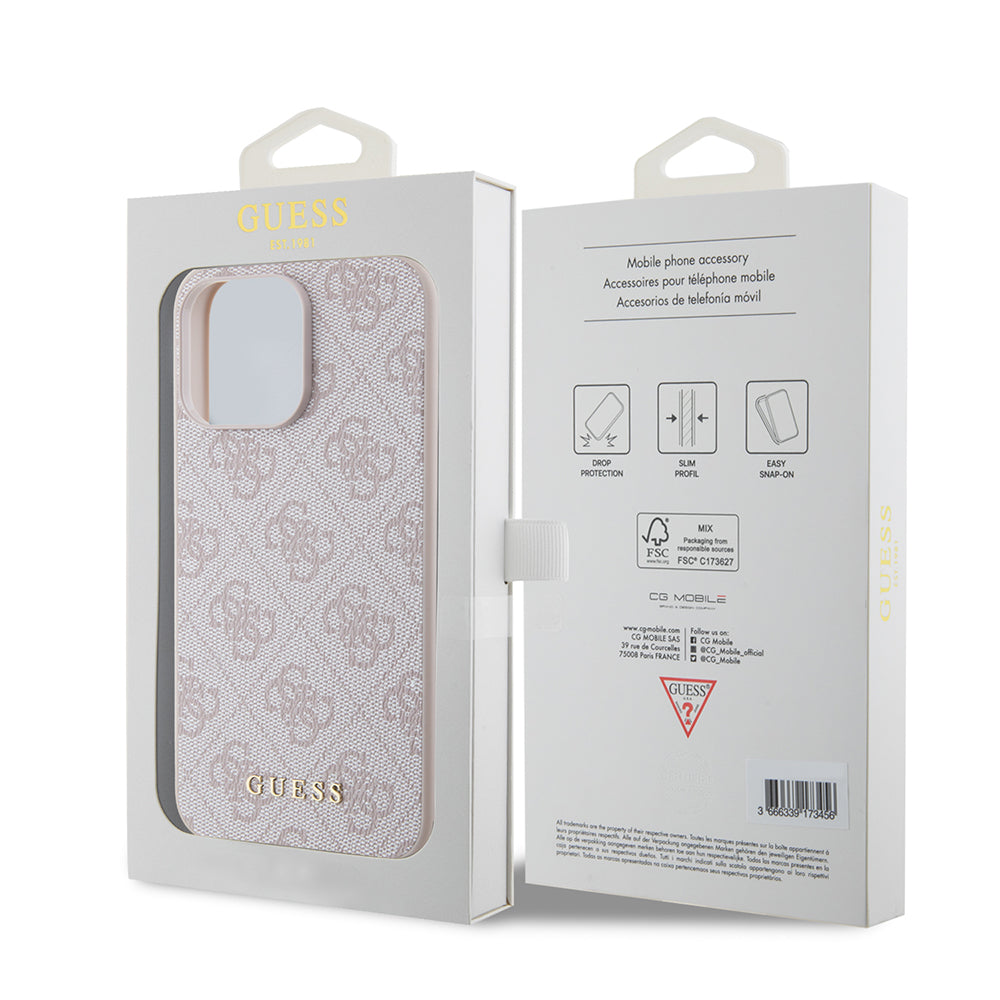 Deksel for Apple iPhone 15 Pro Max, Guess, 4G Metal Gold Logo, Rosa