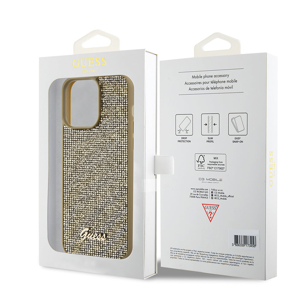 Deksel for Apple iPhone 15 Pro Max, Guess, Disco Metal Script, Gull