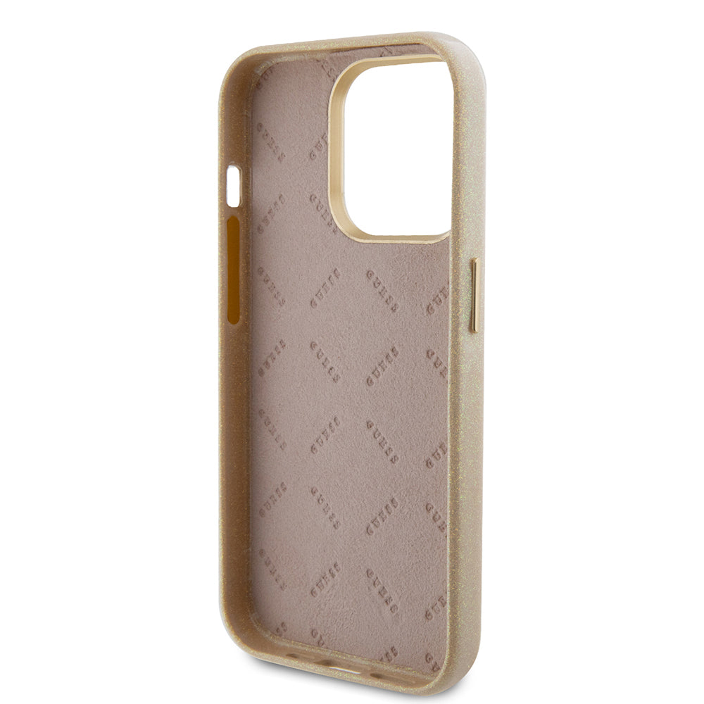 Deksel for Apple iPhone 15 Pro Max, Guess, Glitter Glossy Script, Beige